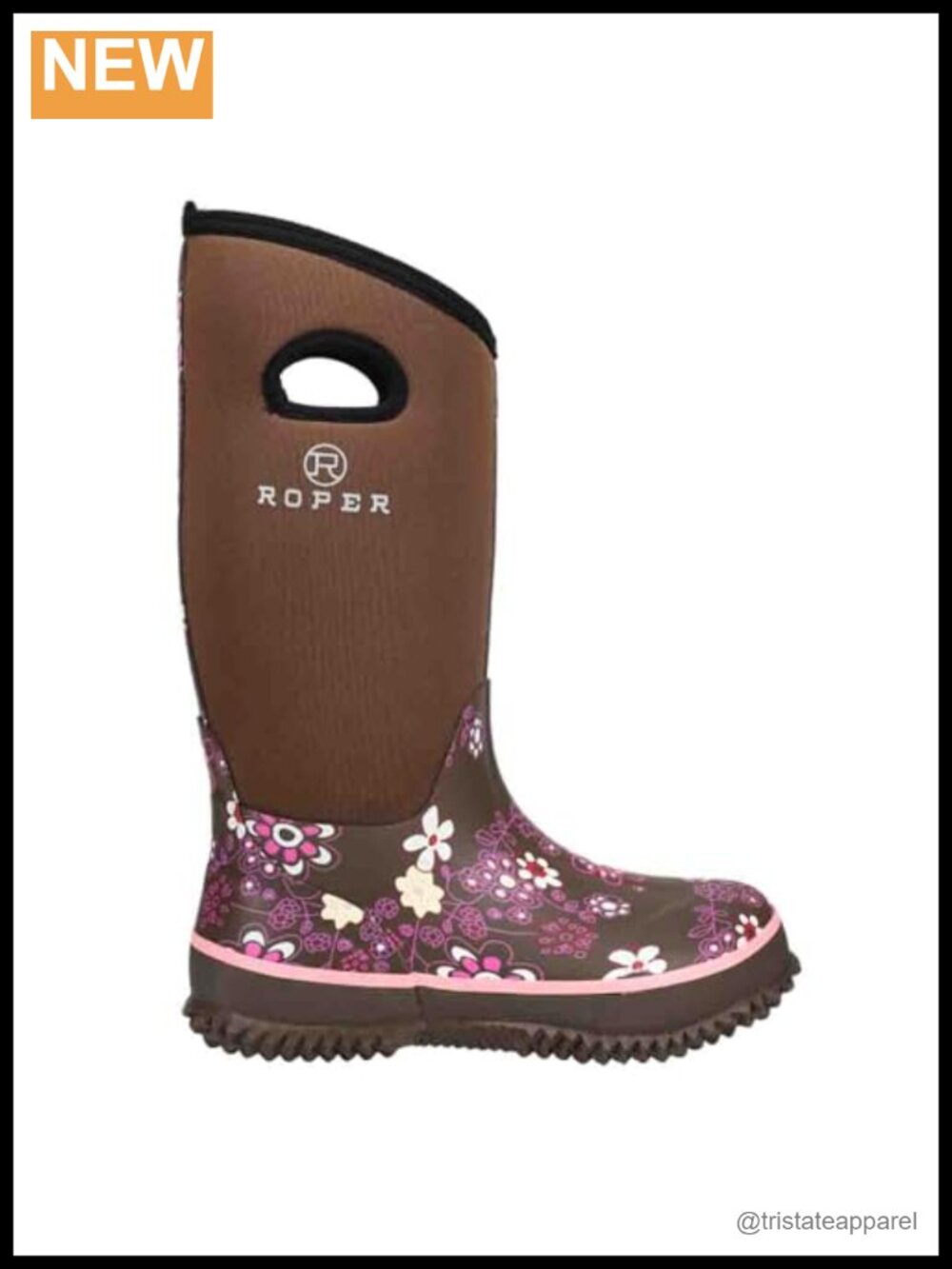 Women's Floral Neoprene Pull-On Mid-Calf Rain Boots Round Toe Casual